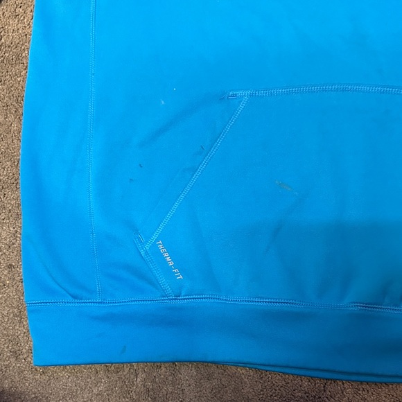 Nike Mens Therma Fit Pullover Hoodie Sweatshirt Blue Black Swoosh Logo Size L - Picture 5 of 10